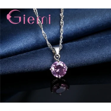 925 Sterling Silver Pendant Necklace Earrings For Women Engagement Fashion Jewelry Set Trendy Austrian Crystal Wholesale 6