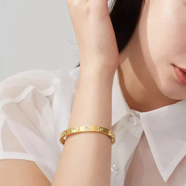 ALTERA Luxury LOVE Crystal 6mm Thickness Bangles High Quality PVD Stainless Steel Oval Bracelet No Fade Jewelry for Women Gift 2