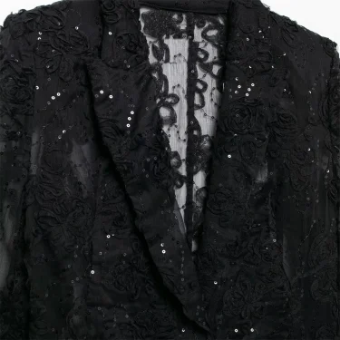 2025 autumn new women's clothing style fashionable and versatile pearl embellishment texture semi transparent suit jacket 3