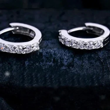 High-quality 925 Sterling Silver Earrings luxury 10mm Circle Zircon Hoop Earring for Grils Woman Wedding party Jewelry Gifts 2
