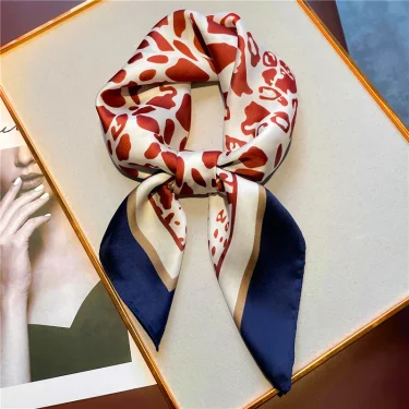 Luxury Brand Leopard Print Square Scarf Women's Imitation Silk Scarf Casual Versatile Decoration Small Neck Scarf 70CMx70CM 2