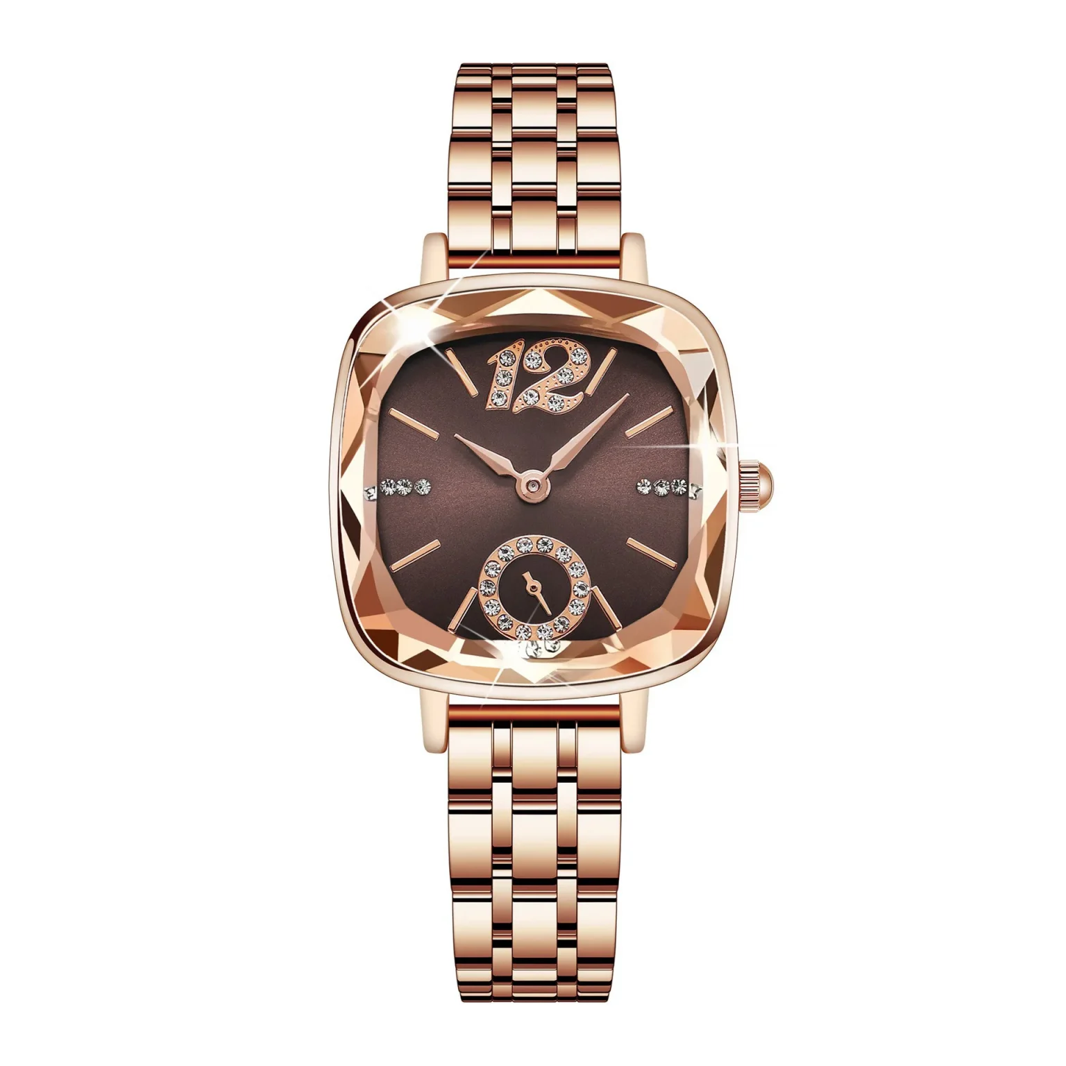UTHAI V1 Women's Fashion Square Quartz Watch Water Diamond Multi faceted Mirror Face Female's Simple Trendy Versatile Wristwatch 6