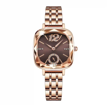 UTHAI V1 Women's Fashion Square Quartz Watch Water Diamond Multi faceted Mirror Face Female's Simple Trendy Versatile Wristwatch 6