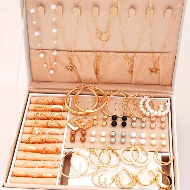86pcs/Set Elegant Earrings Multi-Layered Necklace Ear Studs Rings 4-In-1 Faux Pearl Jewelry Set For Women Gift (No Box) New 5