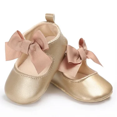 Cute Spring Newborn Golden Baby Shoes Non Slip Cloth Bottom Girl Shoes Elegant Breathable Casual Baby First Walking Shoes 0-18 M 3