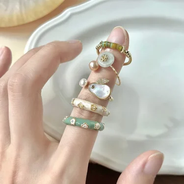 New Fashion Silver Gold Color Double Enamel White Irregular Punk Open Finger Ring For Women Girl Jewelry Gift Dropship 2