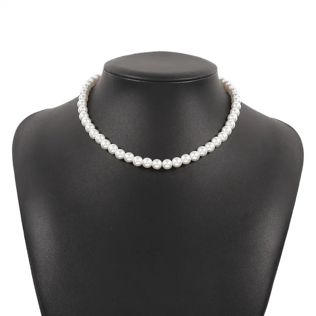 2025 Trend Wedding Party Jewelry Big Pearl Choker Necklace For Women Elegant White Imitation Pearl Necklaces X0172 3