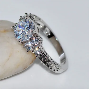 Exquisite Fashion Silver Color Engagement Rings for Women Fashion White Zircon Stones Ring Anniversary Bridal Wedding Jewelry 4