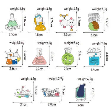 Science Enamel Pins Cartoon Chemistry Experiment Badge Element Molecular Structure Beaker Test Tube Brooches Bag Jewelry Gifts 5