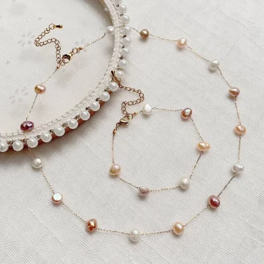 Irregular Pearl Charm Natural Freshwater Pearl Choker Necklace for Women Mixed White Purple Pink Baroque Pearl Chain Necklace 2