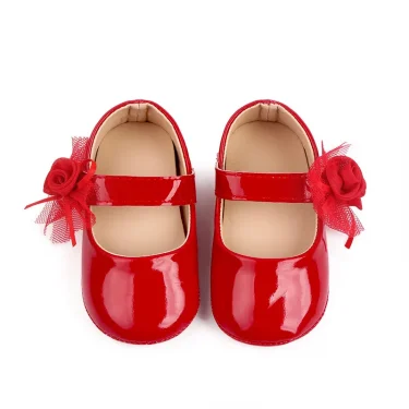 New Year Christmas Prewalker Newborn Baby Girl Princess Red Bow Walking Shoes TPR Sole Anti Slip 0-18 Months Baby Casual Shoes 3