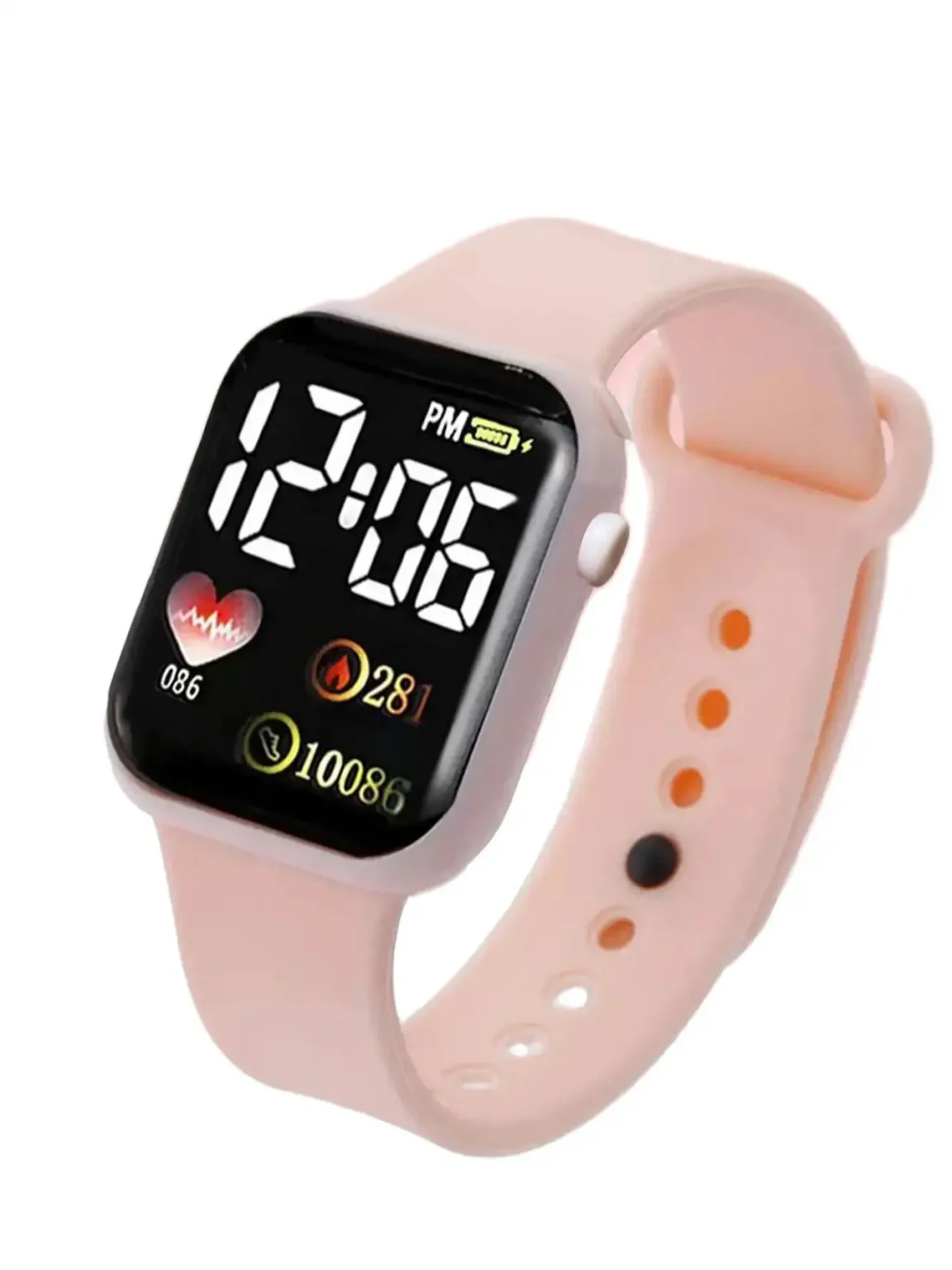 Leisure sports pink silicone rectangular women's electronic watch gift watch set for friends 4