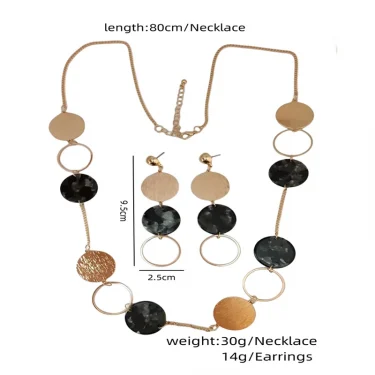Bohemian Colorful Circular Irregular Alloy Necklace for Women Fashionable Temperament Acrylic Earring Jewelry Set 6