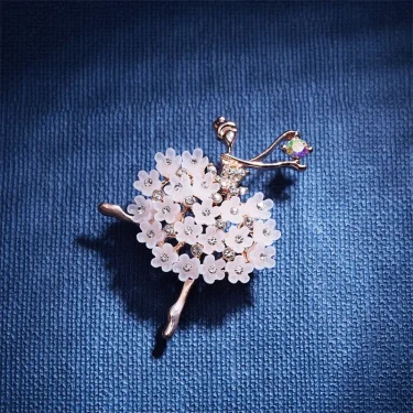 Gymnastics Ballet Girl Flower Dancer Crystal Brooches For Women Cute Elegant Rhinestone Pin Corsage Fashion Wedding Jewelry Gift 1