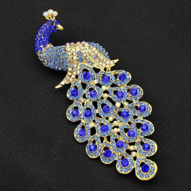 Hotsale Beautiful Sapphire Blue Crystal Rhinestone Peacock Brooch Jewelry Pin Accessories Animal Brooch 3