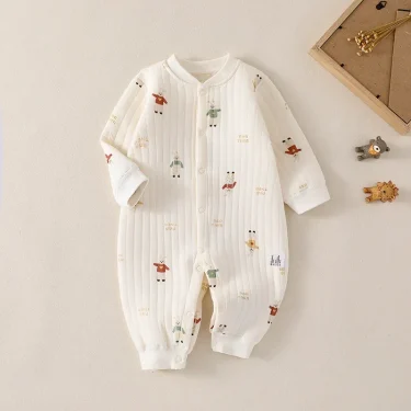 Winter Simple Cute Animal Design Fruit Design Newborn Boys Girls Baby Romper 100 Cotton Warm Baby Clothes Loungewear Outfit 2