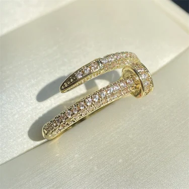 UILZ Women Adjustable Nail Ring Korean Fashion Punk Cubic Zirconia Ring Daily Simple Jewelry 6