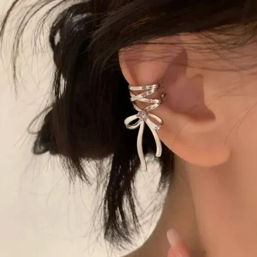 Pink Butterfly Ear Cuff Earrings For Women Girls Fashion Bowknot No Piercing Clips Earring Fake Piercing Ballet Clip On Jewelry 2