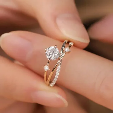 Exquisite Cosmic Trajectory Planet Rings For Women Double Layer Luxurious Sparkling Zircon Opening Ring Bride Wedding Jewelry 1