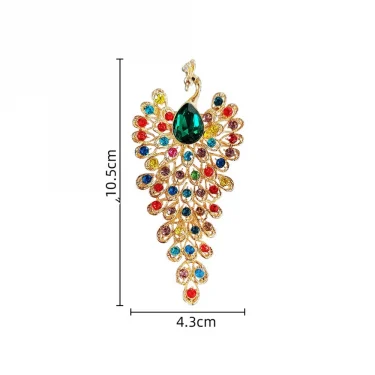 Chunky Luxury Creative Colorful Rhinestone Peacock Brooches For Women Men Crystal Bird Animal Clothing Pins Party Jewelry 5