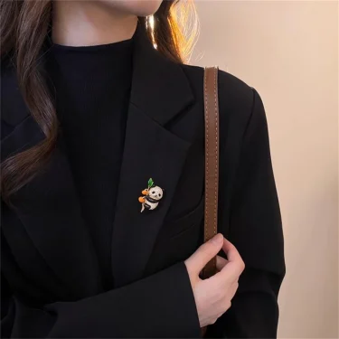 1Pc Cute Panda Brooch with Persimmon and Auspicious Meaning for Men and Women Jewelry Fashion Accessories Gifts 2025 5