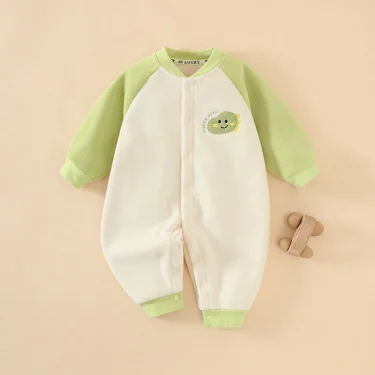 Infant Babys Girls Bodysuits Autumn Winter Spliced Long Sleeve Velvet Newborn Girl Rompers Cartoon Printed 6-24M Girls Jumpsuits 3