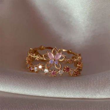 1pc New Y2K ins Cute Colorful Zircon Heart Flower Moon Butterfly For Women Girls Exquisite Fashion Jewelry Gifts 5