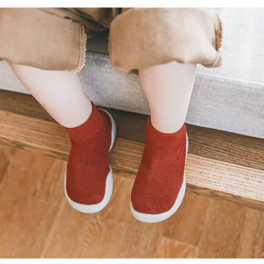 Infant Baby Shoes Newborn First Walkers Boy Girl Kids Solid Color Soft Knit Baby Sock Shoe Anti-slip Rubber Sole Toddler Booties 2