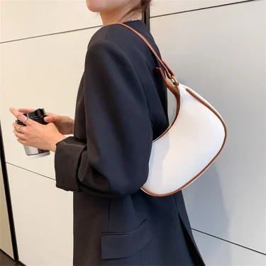 Women's Clutch Handbags Fashion Solid Color PU Leather Underarm Shoulder Bag Female Bag 2