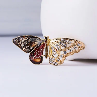 Sweet Rhinestone Pearl Insect Butterfly Brooch Pin for Women Girls Ins Style Trendy Coat Dress Wedding Party Jewelry Decoration 2