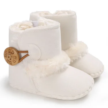 Baby Autumn Winter Boots Baby Girl Boys Winter Warm Shoes Solid Fashion Toddler Fuzzy Balls First Walkers Kid Shoes 0-18M 2