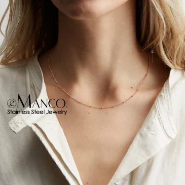 eManco Gold Color Stainless Steel 316 Chain Choker Necklace Women Chain Necklace Sets for Women gift 3