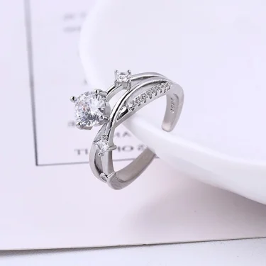 Exquisite Cosmic Trajectory Planet Rings For Women Double Layer Luxurious Sparkling Zircon Opening Ring Bride Wedding Jewelry 5