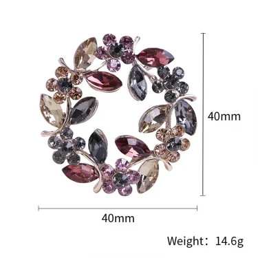 High-end exquisite leaf ring rhinestone brooch corsage collar pin pin jewelry clothing accessories 3