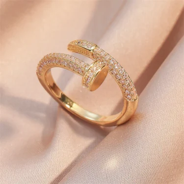 UILZ Women Adjustable Nail Ring Korean Fashion Punk Cubic Zirconia Ring Daily Simple Jewelry 3