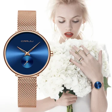 CRRJU Fashion Women Watch Luxury Casual Simple Ladies Daily Dress Mesh Wristwatch Minimalist Waterproof Quartz Female Clock 2