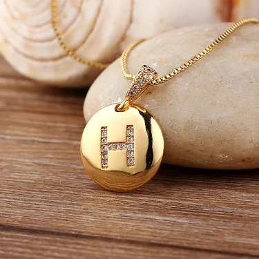 Nidin Top Quality Women Girls Initial Letter Necklace 26 A-Z Charm Neck Pendants Copper CZ Jewelry Personal Gifts Wholesale 4