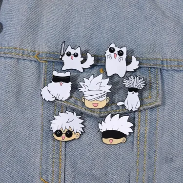 Enamel Pin Kawaii Anime Role Eye Mask Cute Manga Brooches Badge Jujutsu Kaisen Anime Accessories For Backpack Gojo Satoru Cats 2