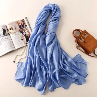 Luxury Brand Women Fashion Scarf Plain Solid Silk Linen Shawls Scarves Summer Lady Bandanas Pashmina Foulard Hijab 180*90Cm 2