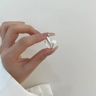 925 Sterling Silver Round Pearl Ring Wedding Adjustable Rings For Women Jewelry Wholesale Money 925 4
