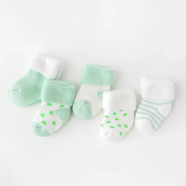 5Pair/lot New boy and girl baby socks thick newborn autumn and winter warm foot sock 3