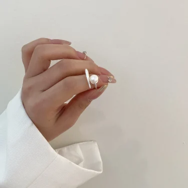 925 Sterling Silver Round Pearl Ring Wedding Adjustable Rings For Women Jewelry Wholesale Money 925 3