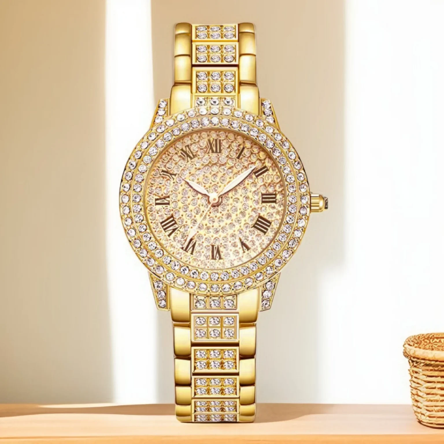 Hip Hop Quartz Watch Women Lady Iced Out Gold Watches Luxury Female Clock Fashion Quartz Watch for Women 2