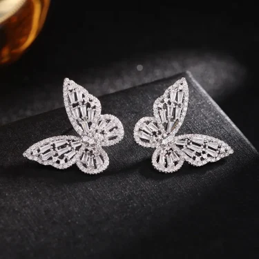 2023 New Butterfly Zircon Earrings Women's Korean Luxury Jewelry Literary Style Earrings Net Red Temperament Simple New Earrings 6