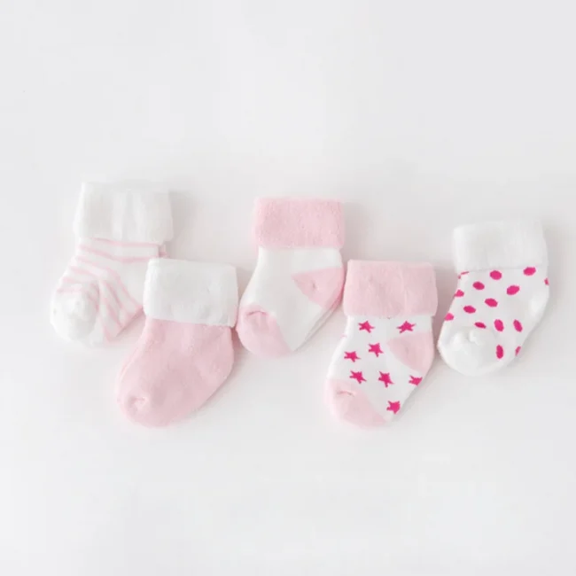 5Pair/lot New boy and girl baby socks thick newborn autumn and winter warm foot sock 5