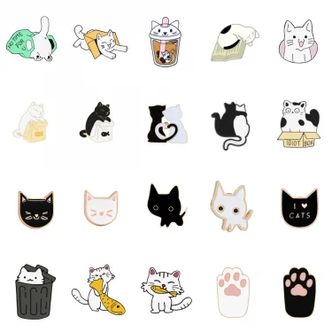 Punk Black Cats with Knife Enamel Pins Fashion Cute Animal Brooch Cartoon Lapel Pin Badge Jewelry Gifts for Friends Wholesale 5