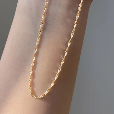 Exquisite Gold Plated Stainless Steel Thin Chain Necklace for Women Simple Style Clavicle Chain Female Jewelry 3