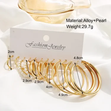 Bohemia Vintage Pearl Circle Hoop Earring Set for Women Free Shipping Heart Butterfly Drop Earring Zircon Ear Studs Jewelry 6