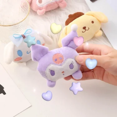 Cute Sanrio Anime Kuromi Doll Plush Brooch Cute Shape Soft Badge Accessories Cartoon Bag Pin Backpacks Pendant Decoration Gifts 2