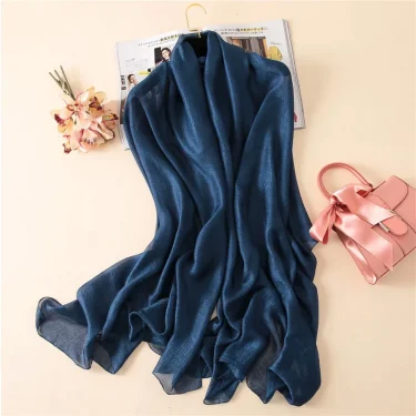 Luxury Brand Women Fashion Scarf Plain Solid Silk Linen Shawls Scarves Summer Lady Bandanas Pashmina Foulard Hijab 180*90Cm 6